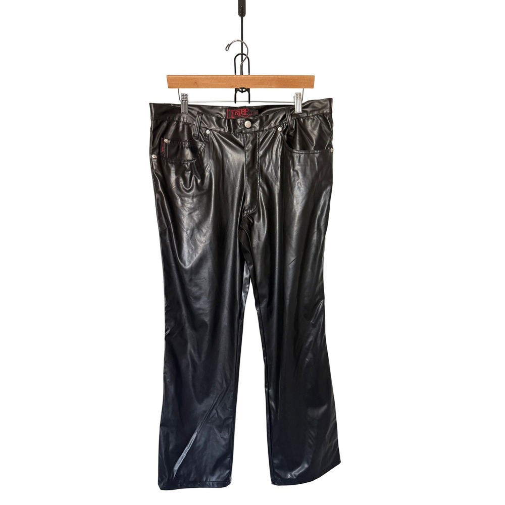 Tripp NYC Mens Pants 36 Black Faux Leather Goth Punk Rocker Streetwear